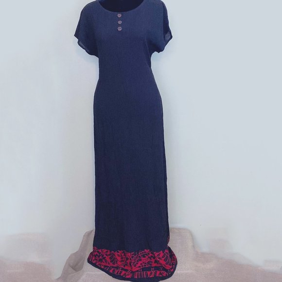 Carol Little Vintage Women's Dress Black & Red Gypsy Minimalist Design Maxi - Picture 1 of 15